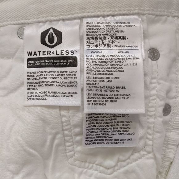 Levi's 501 White Straight Leg Jeans, Big E, W26 L26 - Picture 8 of 14